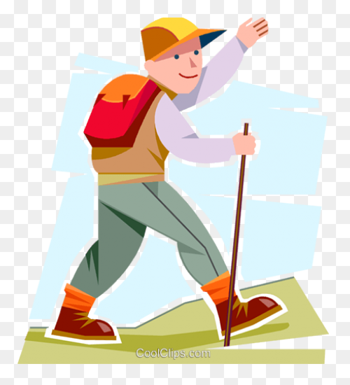 Man Hiking Up Hill Royalty Free Vec