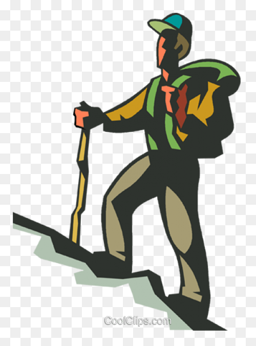 Man Hiking Up Hill Royalty - Hiking
