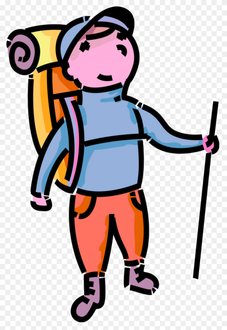Man Hiking Up Hill Royalty Free Vec