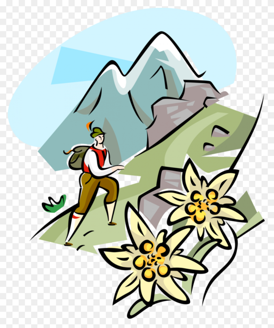 Man Hiking Up Hill Royalty Free Vec