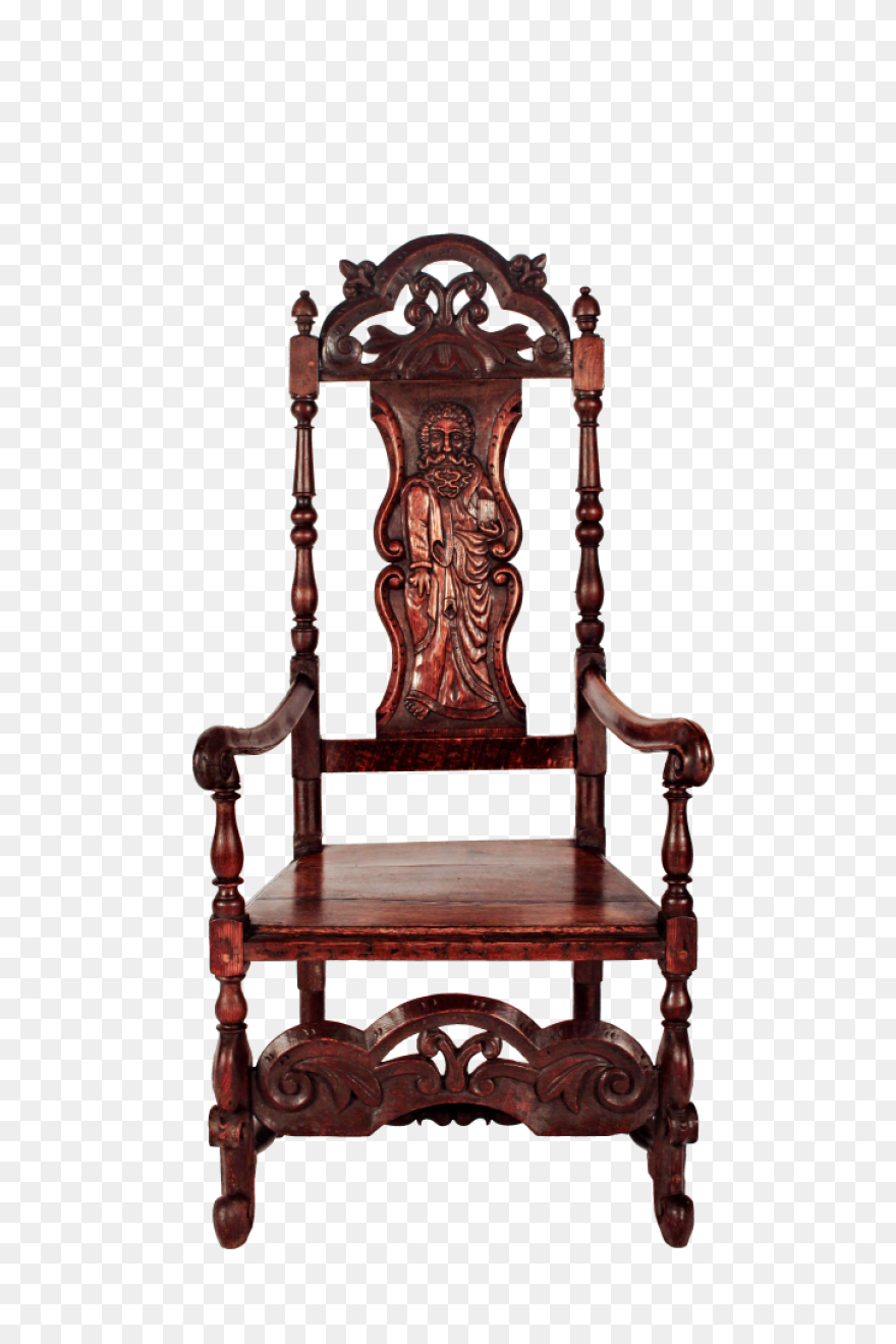 Medieval English Oak Throne / - King Chair