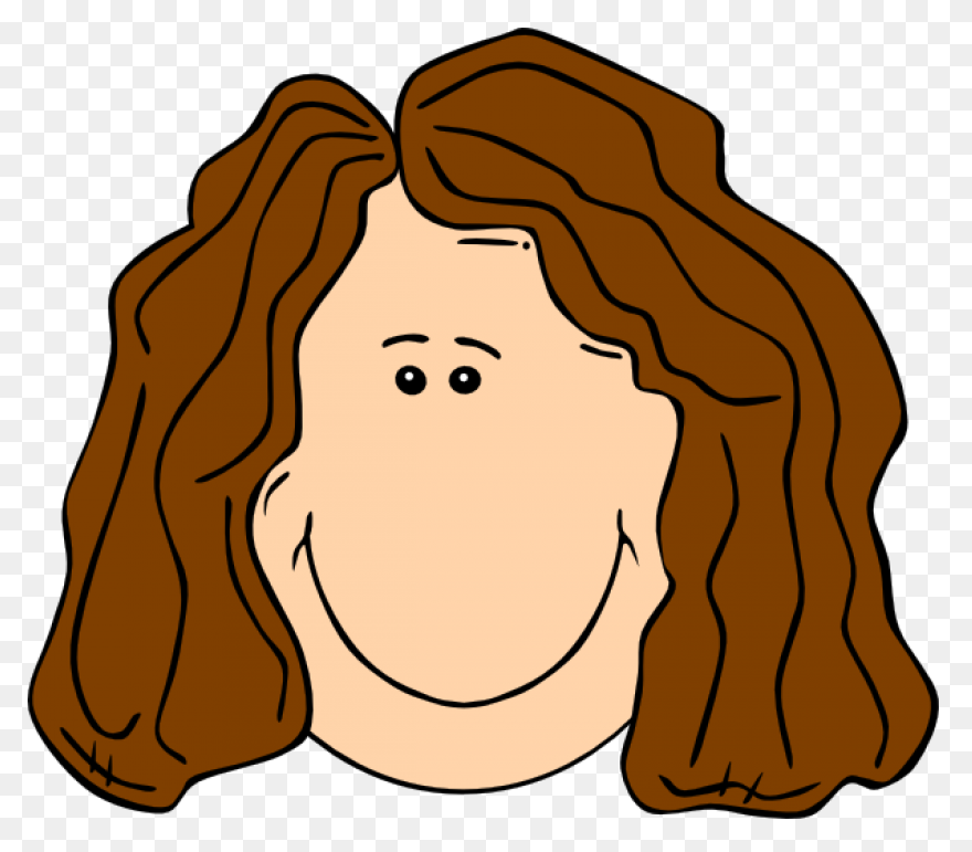 Smiling Brown Hair Lady Clipart - Ladies Hair