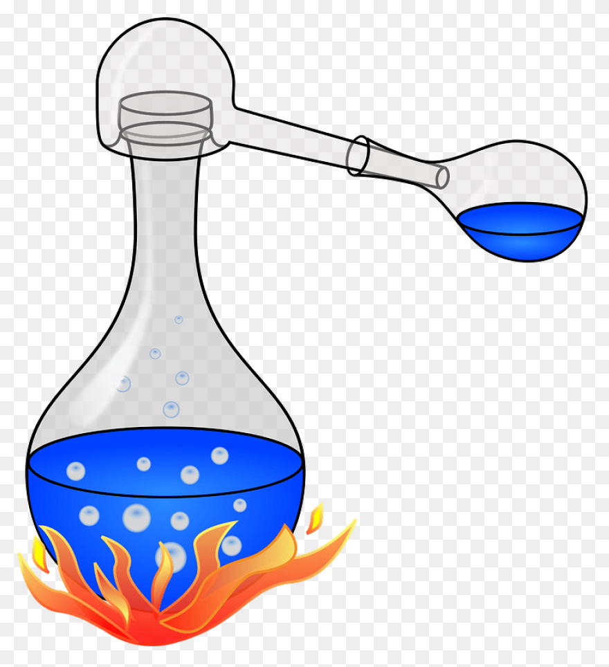 Distilling Flask Filled With Blue - Liquid