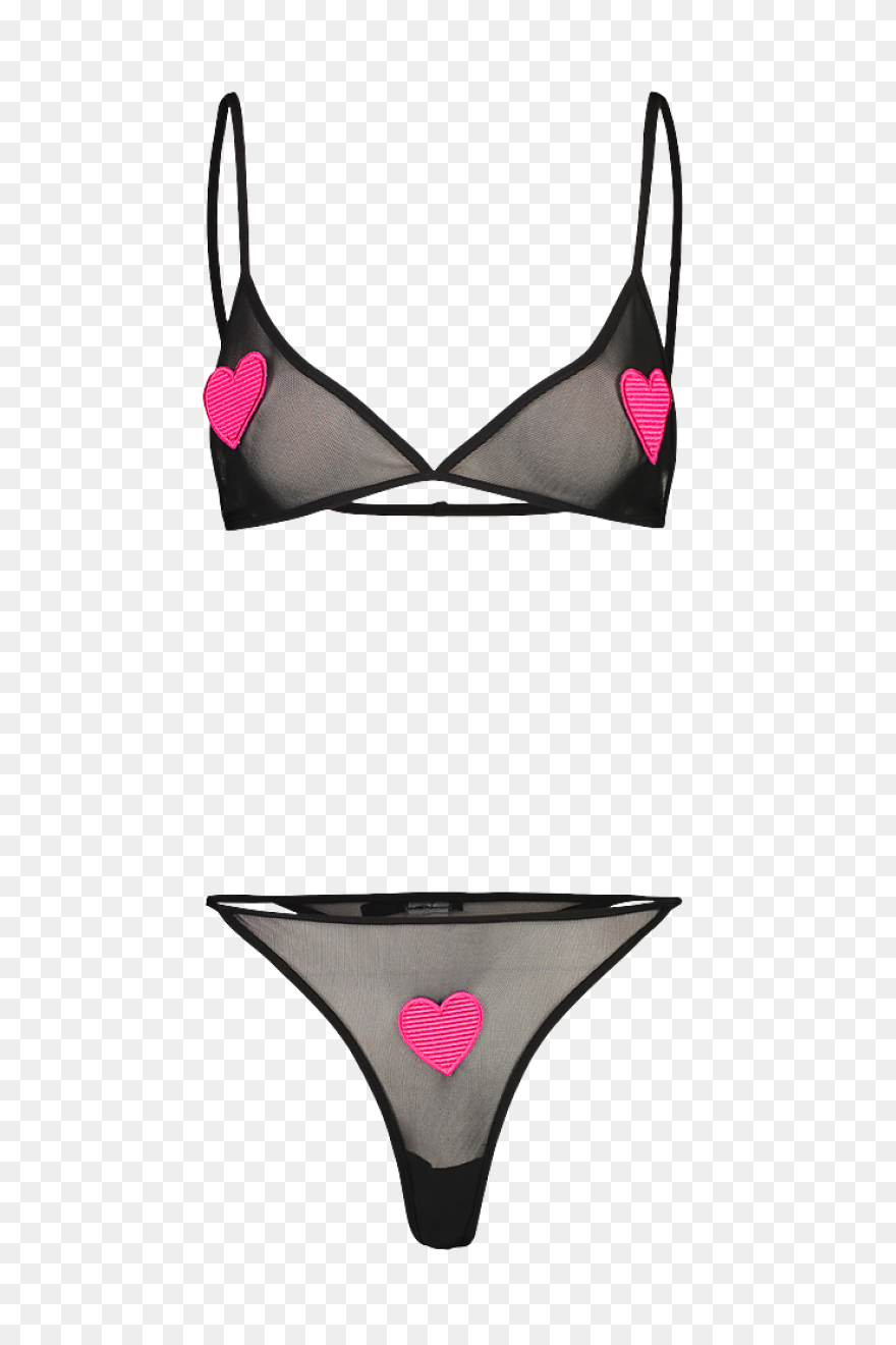 Heart Mesh Push Up Lingerie Set