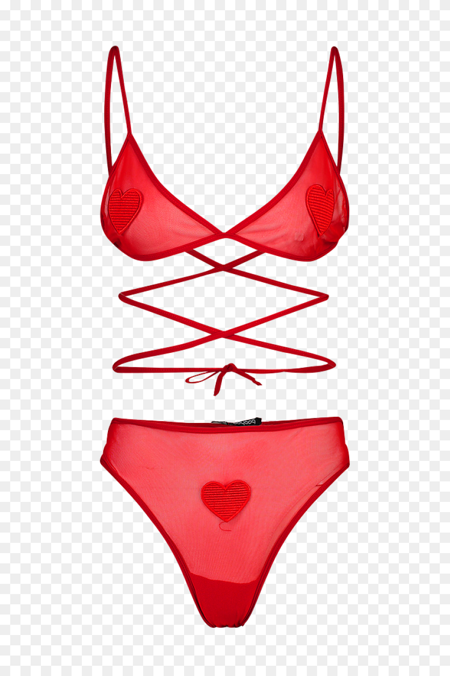 Heart Mesh Push Up Lingerie Set