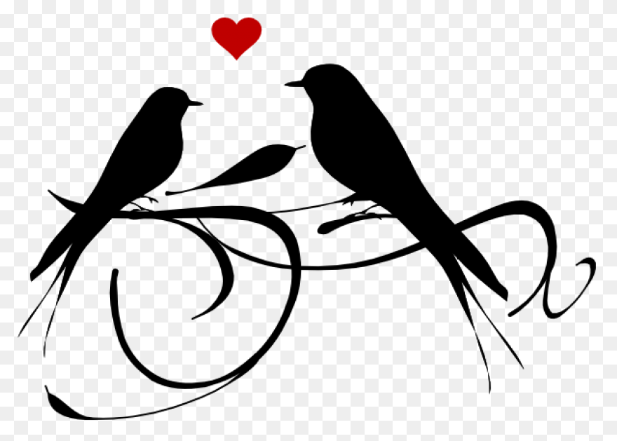 Vector Love Birds On Heart Swirly T