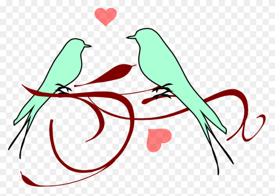 Vector Love Birds On Heart Swirly T