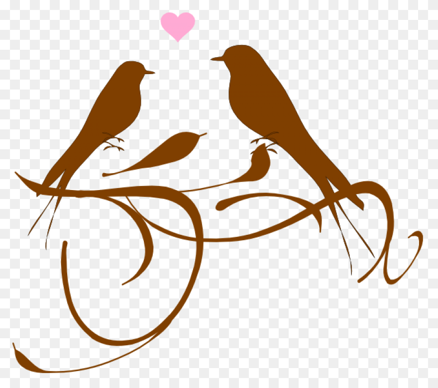 Vector Love Birds On Heart Swirly T