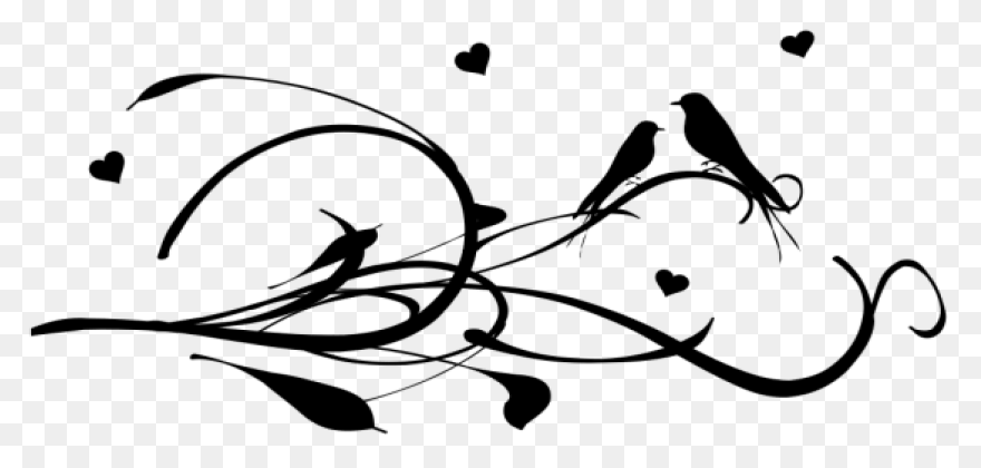 Vector Love Birds On Heart Swirly T