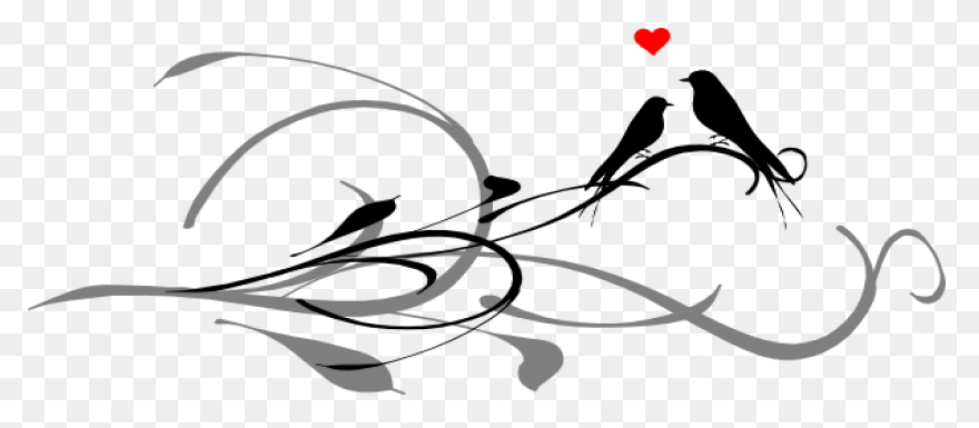 Vector Love Birds On Heart Swirly T