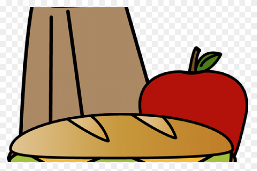 Drawing Of Lunch Bag With An Apple 