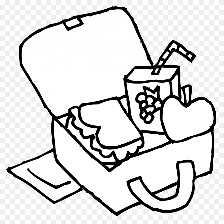 Drawing Of Lunch Bag With An Apple 