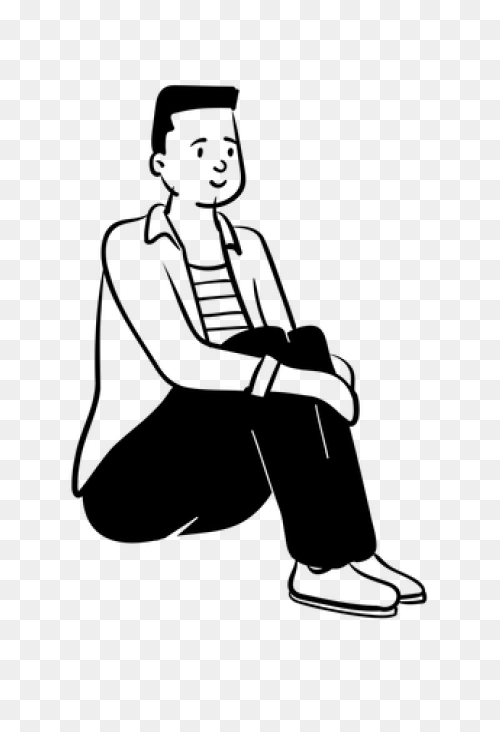 Man Sitting On A Folding Chair Thin