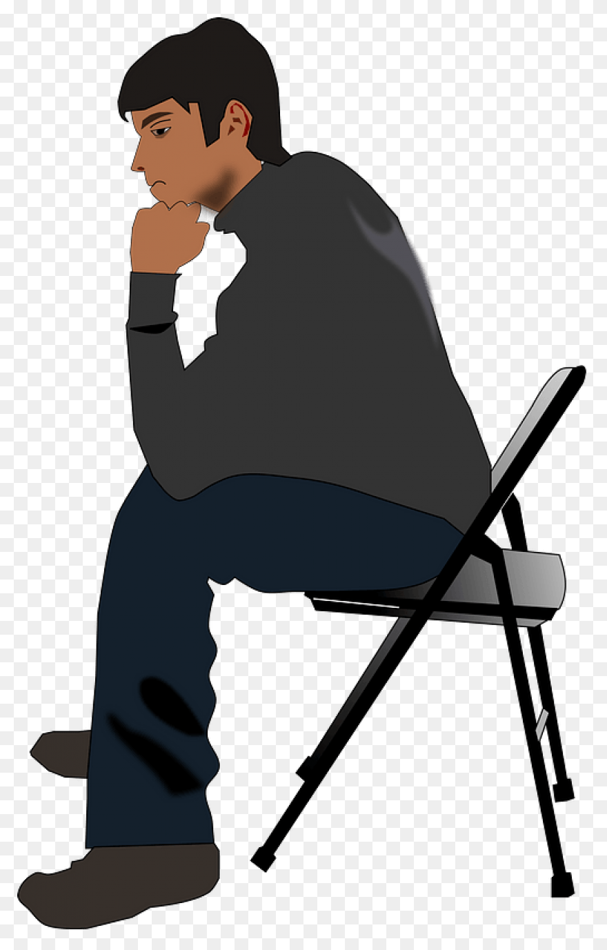 Man Sitting On A Folding - Person Sitting