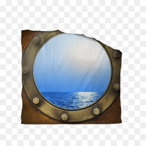 Ship Porthole With Tropical Island 