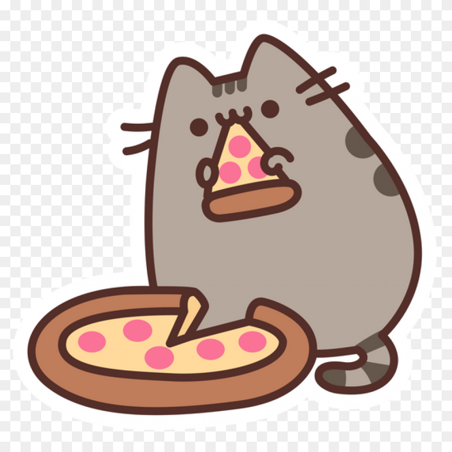 Pusheen Eating Pizza Pie Sticker - Pusheen