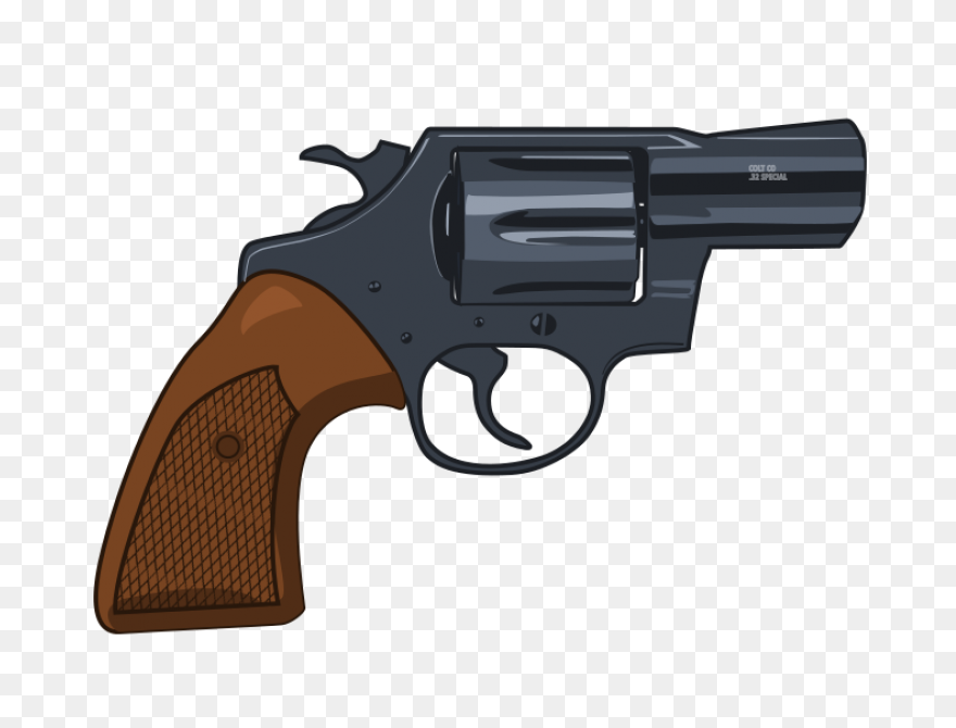 Nickel Revolver Clipart - Large Siz
