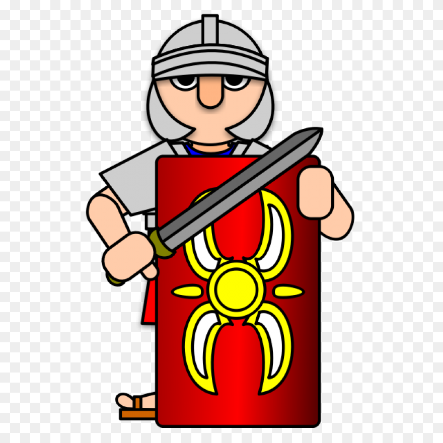 Roman Soldier Behind Shield | - Roman Soldier