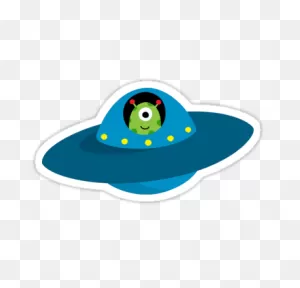 Cute Alien In Flying Saucer Type Spaceship Sticker Sticker By ClipartFlare.com 