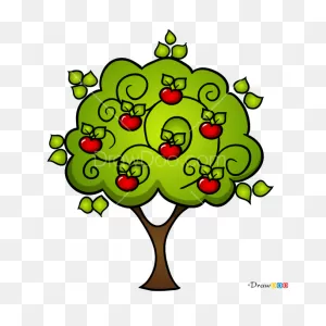 How To Draw Apple Tree, Trees - Apple Tree Draw Clipart - Full ClipartFlare.com 