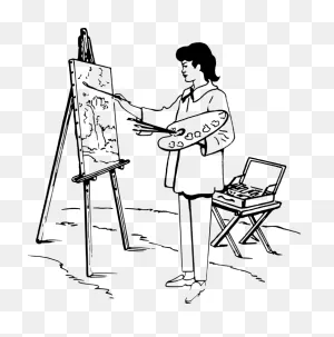 Painting Easel Black And White Drawing Art - Drawing Of A Person ClipartFlare.com 