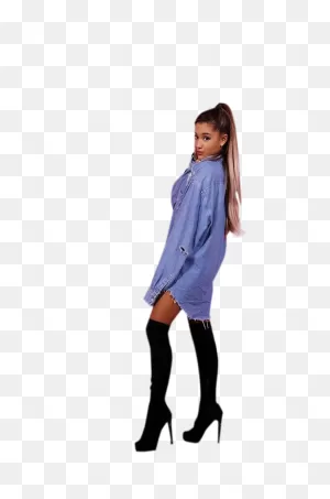 Ariana Grande In Blue Pullover And Black Stockings Png Image ClipartFlare.com 