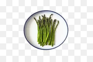 Roasted Asparagus On Plate Transparent Png - Stickpng