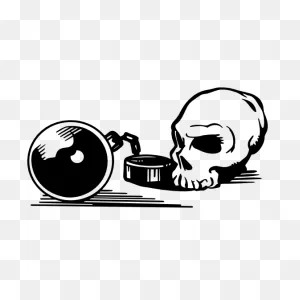 Skull W/ Ball And Chain Sticker
