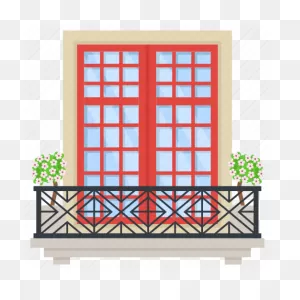 Terrace, Balcony, Flower Pot, Grill, Windows, Square Shaped Icon ClipartFlare.com 