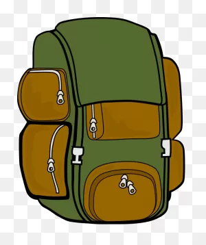 Cartoon Green And Brown Backpack Clipart Free Image Download