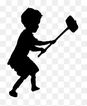 Banksy Child Sledgehammer Silhouette - ClipartFlare