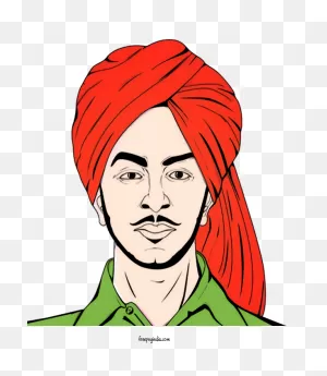 Bhagat Singh Face Hair Forehead For Shaheed Bhagat Singh - Shaheed ClipartFlare.com 