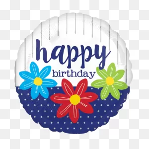 Happy Birthday Sketched Flowers 18″ Balloon