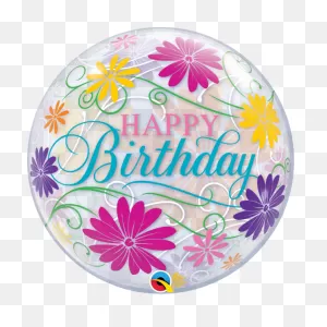 Happy Birthday Flowers & Filigree Bubble Balloon – Balloonatics ClipartFlare.com 