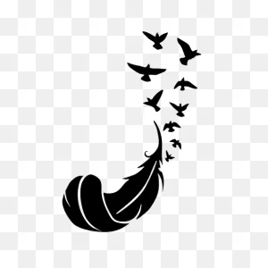 Upside Down Feather With Birds Black Transparent Png & PNG-WebP Vector
