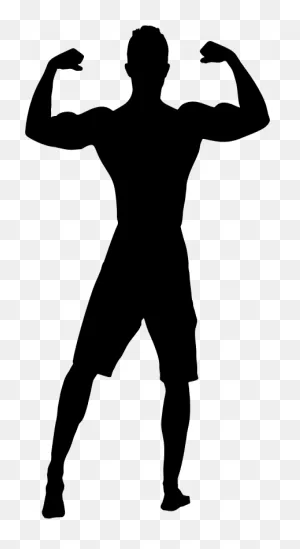 Bodybuilder Flexing Back Muscles Silhouette - ClipartFlare