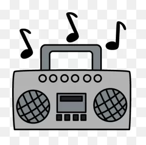 Boombox With Music Notes Clip Art - Boombox With Music Notes Image