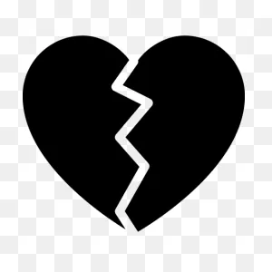 Broken Heart Black And White Transparent Png - Stickpng