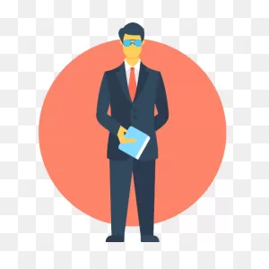 Businessman Standing With Circular Business Graphic Vector PNG-WebP ClipartFlare.com 