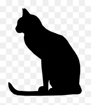 Attentive Cat Silhouette, Cat With Long Tail Silhouette - Cat ClipartFlare.com 