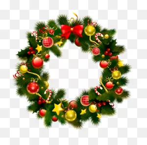 Wreath Christmas Garland Clip Art - Color Door Cliparts Png ClipartFlare.com 