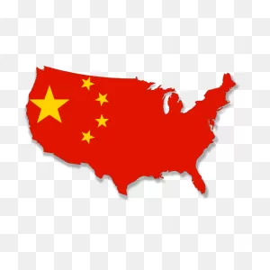 Usa Map With Chinese Flag Over It Vector Clip Art | Free PNG-WebP