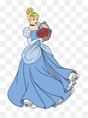 Clip Art Disney Galore - Cinderella Drawing With Flower - Png ClipartFlare.com 