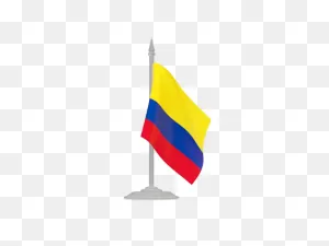 Flag With Flagpole. Illustration Of Flag Of Colombia