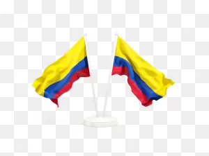 Two Waving Flags. Illustration Of Flag Of Colombia