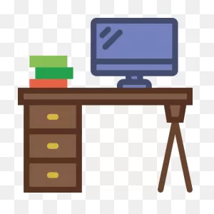 Table Cartoon Clipart - Table, Desk, Computer, Transparent Clip Art
