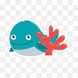 Blue Whale And Coral Reef Sticker