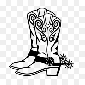 Cowboy Cowgirl Boots With Swirls And Spurs Sticker