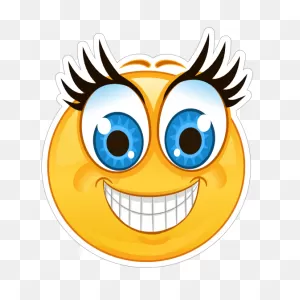 Crazy Blue Eyes Big Smile Emoji Sticker