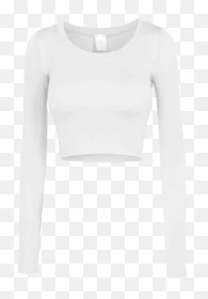 Shirt Croptop Crop White Longsleeve Longsleeves Longsle - White ClipartFlare.com 